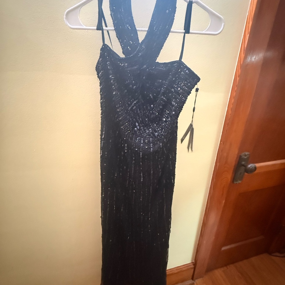 Adrianna Papell Black Halter Gown